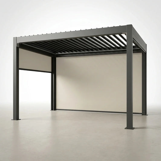 Motorized Pergola Built to Control Weather, Aluminum Frame, Zip-Track Screen, LED Ready, 360x360cm