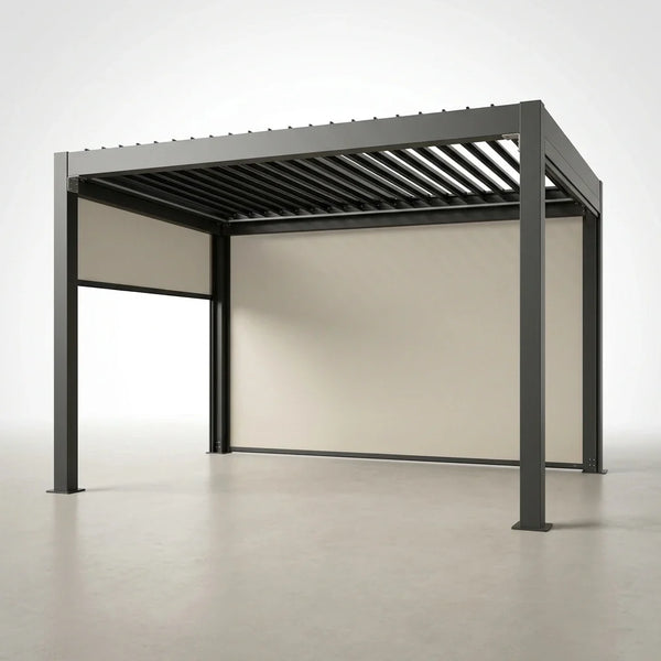 Motorized Pergola Built to Control Weather, Aluminum Frame, Zip-Track Screen, LED Ready, 360x360cm