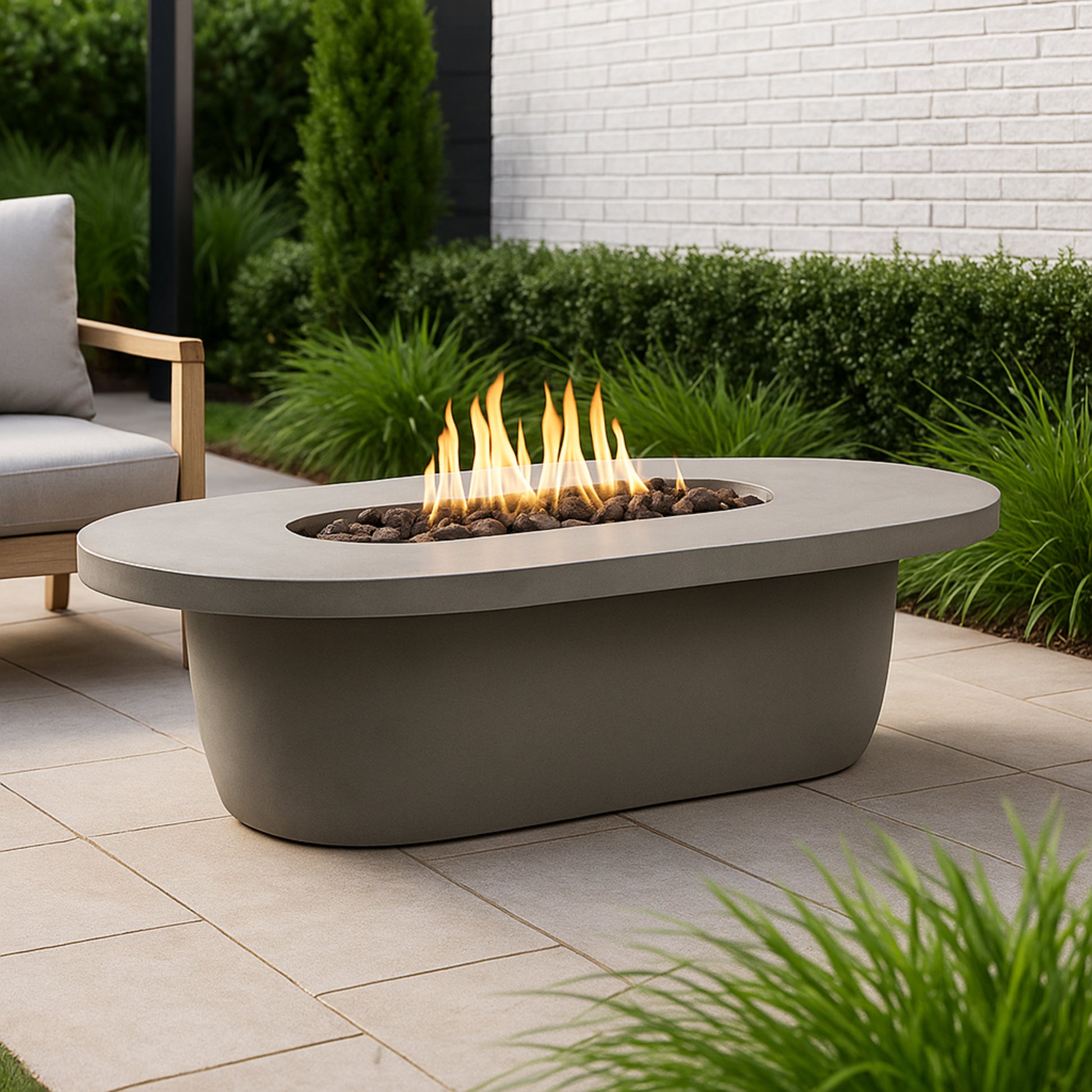 SolariaStone Crescent 52" Oval Fire Table — product view 2